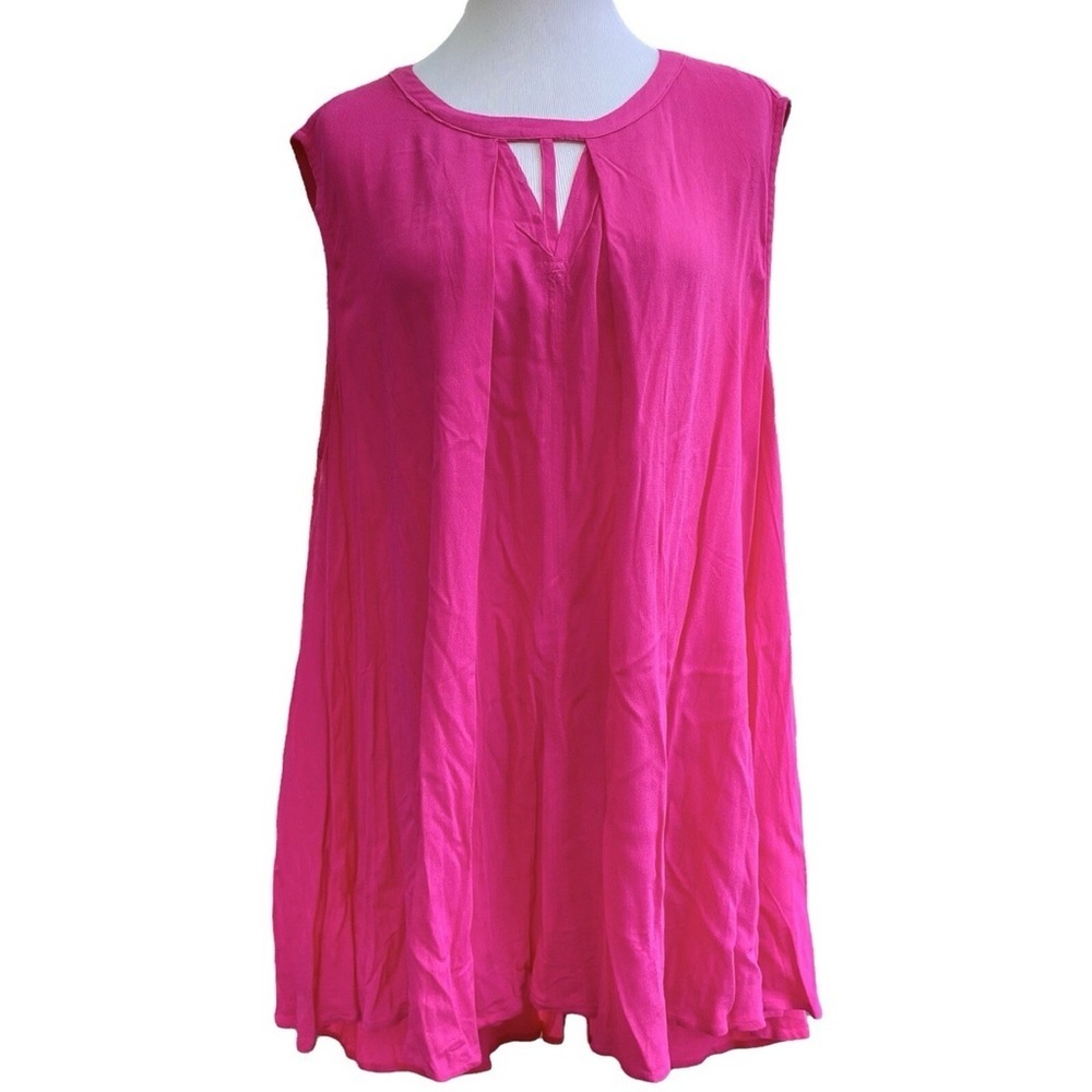 Umgee Vibrant Pink Sleeveless A-Line Shirt Top Women's size S
